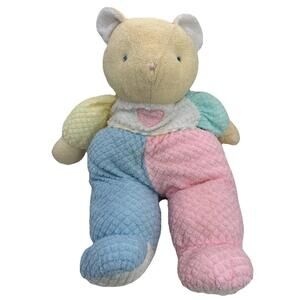 Eden Vintage Pastel Waffle Weave Pink Heart Teddy Bear 14” Stuffed Animal Plush